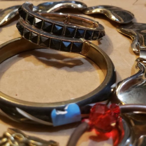 Estate Jewelry Lot Vintage Rhinestones Earrings Chunky Choker - Picture 5 of 8